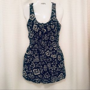 Forever 21 black patterned romper